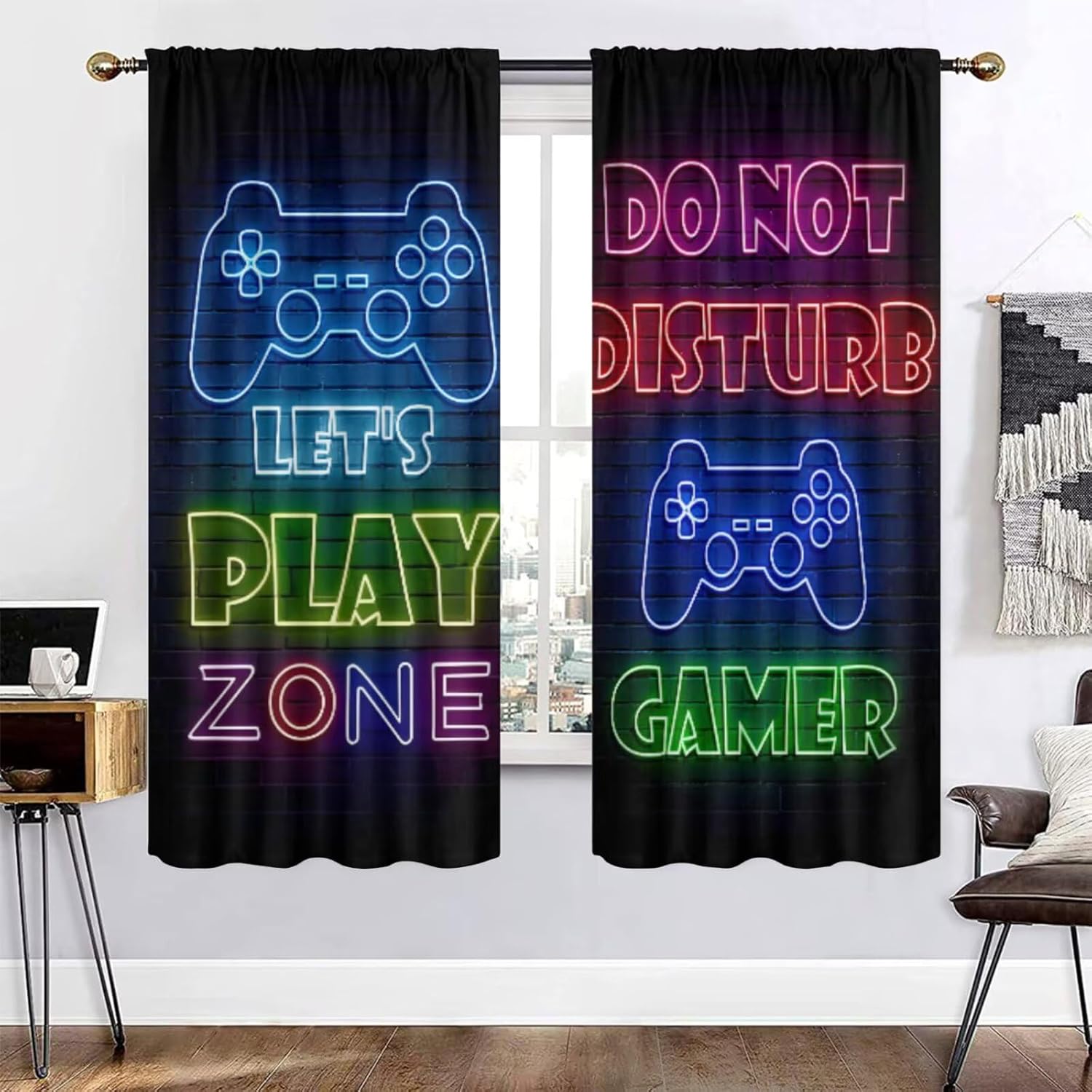 Retro Gaming Youtube - Cortina para Gamers, Cortinas Opacas para