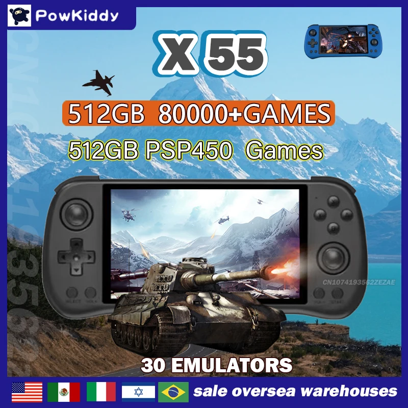 Retro Gaming Emulator - 80000 juegos 512G POWKIDDY X55 pantalla
