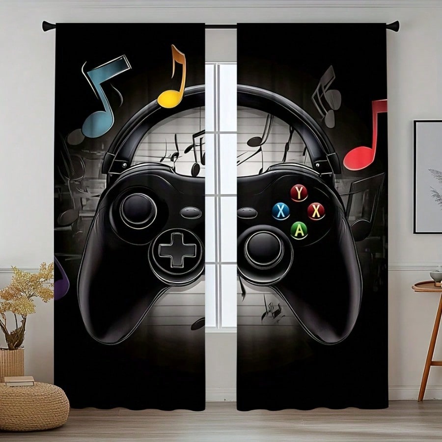Retro Gaming Youtube - 2 Cortinas Retro para Sala de