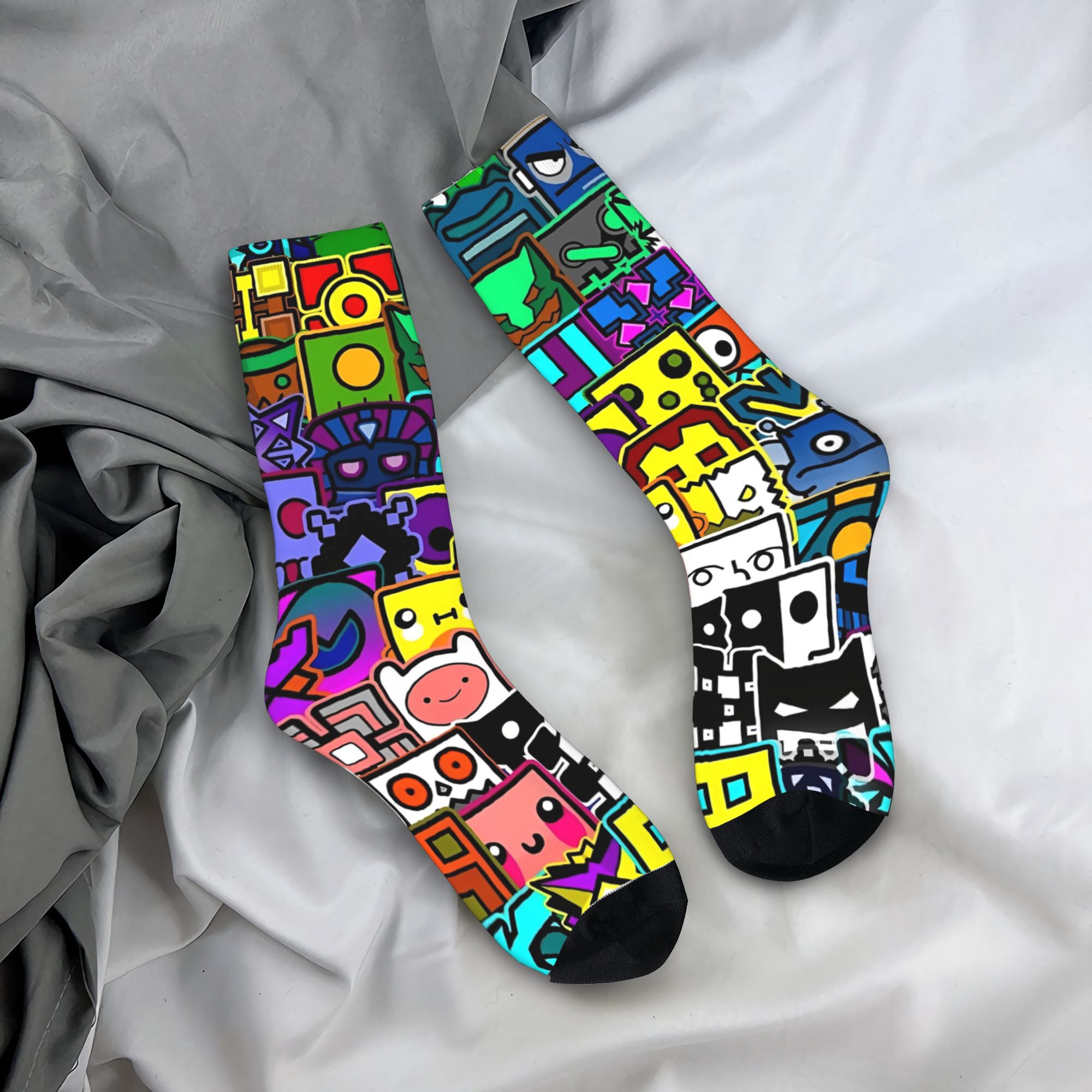 Retro Gaming Youtube - Calcetines Dashed geométricos para videojuegos, medias